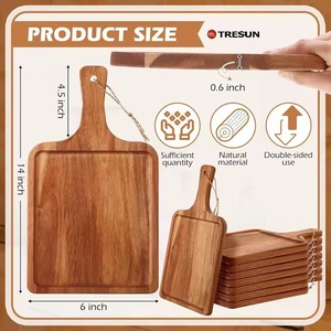 Planches à découper rectangulaires miniatures en bois d'acacia Tresun, planches à charcuterie, épaisseur 1,5 cm, avec poignée et cordon, compatibles lave-vaisselle - Product Image 2