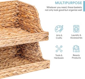 Modern 2026 Trending Water Hyacinth <b>Basket</b> <b>Stackable</b> Woven Storage Box for Kitchen Bathroom Organization 2-Piece Pack - Product Image 2