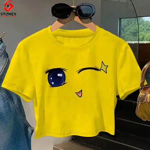 T-shirts courts personnalisés en coton respirant et écologique à col rond pour femmes - Vente en gros de t-shirts à manches courtes de haute qualité - Product Image 2