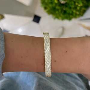 Multi Row Lab Grown Diamond <b>Bangle</b> <b>Bracelet</b> Custom Solid 10K 14K 18K Gold Box Lock Hinged Wholesale Factory Price Manufacture - Product Image 4