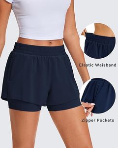 Women's High Waisted Quick Dry Running Shorts <b>Athletic</b> Workout Shorts with Mesh Liner and Zipper Pockets - Product Image 4