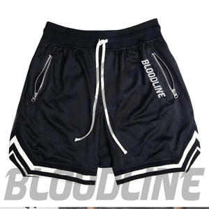 Shorts de sport décontractés pour hommes BLOODLINE, blancs, à cordon de serrage, avec poches zippées, imprimé par sublimation motif griffe, taille mi-haute - Product Image 6