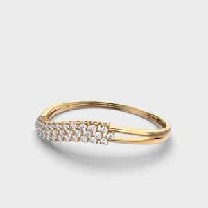 Anillo minimalista único con diamante cultivado en laboratorio de corte redondo y banda curva para mujer, oro sólido de 14K, regalo para parejas, joyería para ella. - Product Image 2