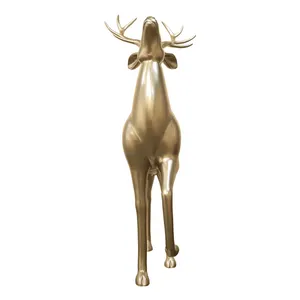 Sculpture de cerf en aluminium de 85 cm de haut, figurine animale abstraite artisanale, décoration de Noël moderne et écologique pour table de salon - Product Image 5