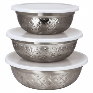 Mixing Bowl High Quality 3pcs Set Stainless Steel <b>Large</b> Serving Bowl Mixing Bowl with Lock Lid Stainless Steel - Product Image 1