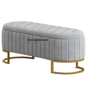 Banco otomano francés vintage de forma rectangular para sala de estar tapizada y decoración de muebles para el hogar y hoteles - Product Image 3