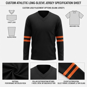Men's <b>Black</b> <b>Long</b> <b>Sleeve</b> American Football Jersey V-Neck Team Numbers Print Moisture Wicking Regular Fit Adult Apparel - Product Image 6