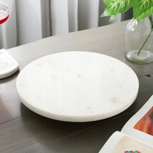 Base giratoria Lazy Susan de mármol y piedra, redonda, blanca, para mesa de comedor - Product Image 5