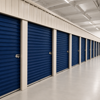 Casier de stockage individuel bleu à porte enroulable en acier, unité de stockage modulaire moderne robuste pour entrepôt