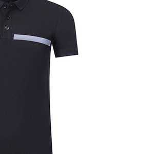 Polo en polyester noir pour homme avec bandes réfléchissantes, respirant, uniforme de travail tendance - Product Image 2