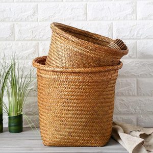 Rustic <b>Seagrass</b> <b>Storage</b> <b>Basket</b> Woven Holder for Plant Pots and Garden Decoration-for Living Room Bathroom Wardrobe - Product Image 4