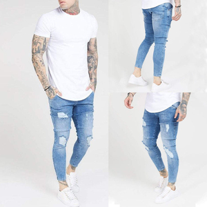 Pantalones vaqueros ajustados para hombre 2024, diseño liso rasgado, de algodón ligero, cintura media, talla grande, venta al por mayor, de fábrica pakistaní - Product Image 4