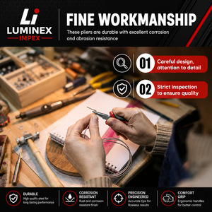 LUMINEX IMPEX LUB=113 <b>Long</b> <b>Nose</b> Stainless Steel Lightweight Smooth Work Jewelry Making Polishing Pliers for Bracelet Making DIY - Product Image 6