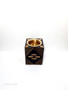 Hand-Made wooden Incense <b>Burner</b> With Brass Insert Black Wood Geometric Design Aromatic Use All-Season - Product Image 1