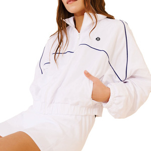 Custom <b>White</b> Nylon Sports Windbreaker <b>jacket</b> for <b>men</b> Waterproof Zip-Up Casual <b>Jacket</b> with Navy Stripes High-Quality Wholesale - Product Image 1