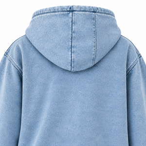 เสื้อฮู้ดดี้ผ้าเดนิมสีอ่อนปักลายเชนิลล์ 1922 แบบสวมหัว มีกระเป๋าจิงโจ้ ล้างสีแบบแอซิดวอช สไตล์ลำลอง ยูนิเซ็กส์ - Product Image 6