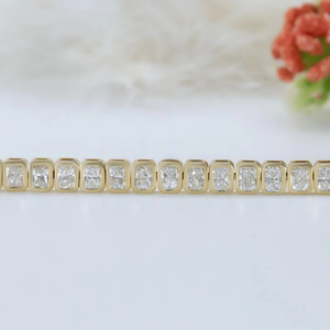 6.00 TCW Radiant Cut VVS Diamond Tennis Bracelet 925 Silver <b>Gold</b> Plated Bezel <b>Set</b> Womens Engagement Anniversary Gift - Product Image 4