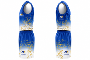 Ensemble de maillot de basket-ball Guruna Z, sublimé, col en V uni, sans manches, respirant, anti-transpiration, respectueux de l'environnement, coupe athlétique unisexe - Product Image 2