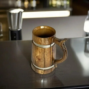 Custom Rustic Handmade Wooden Beer <b>Mug</b> Handle Eco Friendly Handcrafted Vintage Style Tankard Metal Band FAIZA CRAFT Gift <b>Box</b> - Product Image 4