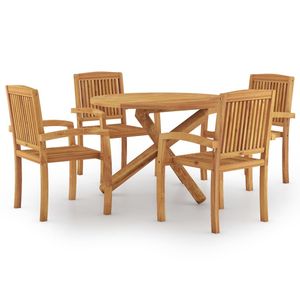 Set da pranzo con Patio in legno massello Teak da 5 pezzi per uso giardino - Product Image 2