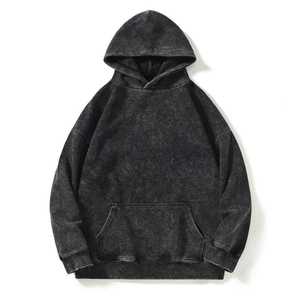 Sweat à capuche polaire vintage délavé surdimensionné pour homme – Coupe ample épaisse avec poche kangourou - Product Image 3