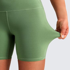 Shorts de yoga pour femmes, de haute qualité, couleur unie, taille froncée, design sans couture, tissu respirant en spandex/nylon - Entraînement de fitness estival, salle de sport - Product Image 6