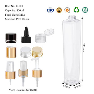 <b>Red</b> Square Top Bottom PET Plastic Bottles 120ml/280ml/850ml Screen Printed Custom Label Pump Sprayer <b>Shampoo</b> Conditioner Bottle - Product Image 5