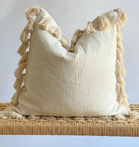 Housse de coussin géométrique en coton de style européen, tissée, avec fermeture éclair, pour canapé d'extérieur, pliable, personnalisable, vente en gros - Product Image 1