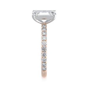 แหวนหมั้นเพชรทรงเหลี่ยมมรกต 14K ทองคำแท้ ประดับเพชรเพาะเลี้ยงแบบ Pavé เครื่องประดับงานแต่งงานคุณภาพสูง ผู้ผลิตและจำหน่ายขายส่ง - Product Image 5