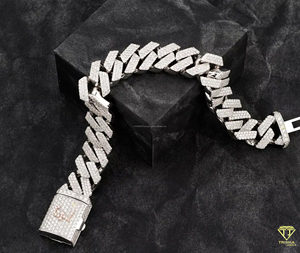 Exclusive Iced Out Fishbone Link <b>Bracelet</b> Crafted with Brilliant Round Cut Moissanite Stones and Secure Hidden Box - Product Image 3