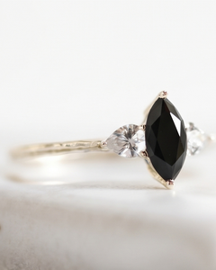 1.90 CT <b>Black</b> Marquise Cut Diamond IGI Certified Prong Set Rhodium Plated Luxury Engagement <b>Ring</b> 14K White Gold Wedding Band - Product Image 1