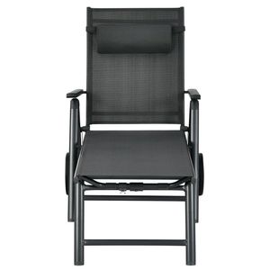 Silla de Patio Ajustable con Ruedas, Almohada para el Cuello y Marco de Aluminio para Tomar el Sol - Product Image 1