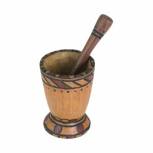 Solid Wooden Mortar And Pestle Set For Kitchen Counter Spice Processing And Traditional Culinary <b>Grinding</b> - Product Image 5