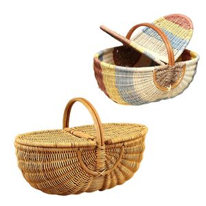Cesta de Mimbre Natural Personalizable para Picnic, Cesta de Mimbre para Organización del Hogar - Product Image 1