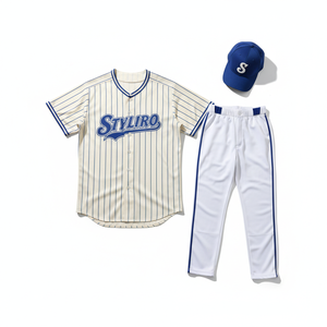 Styliro Baseball Jersey Set Striped Short Sleeve With Cap Unisex Adult Breathable Polyester Sportswear All Seasons - Product Image 1