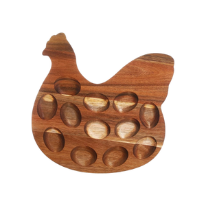 ถาดใส่ไข่รูปไก่ทำมือจากไม้กระถินณรงค์ ถาดเสิร์ฟไม้สำหรับใส่ไข่ ถาดเสิร์ฟชาร์กูเตอรี ของตกแต่งบ้านสำหรับงานอีสเตอร์ - Product Image 1