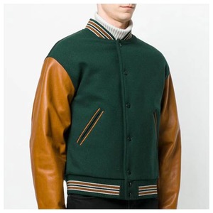 OEM School College Custom Chenille Embroidery Logo Student Leather <b>Bomber</b> - Product Image 2