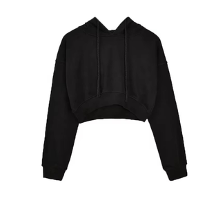 เสื้อฮู้ดครอปท็อปสตรีทแวร์พิมพ์ลายดิจิทัล แขนยาว มีซิป หนา อุ่น เหมาะสำหรับออกกำลังกายในฤดูหนาว รับผลิตตามแบบ OEM พร้อมสกรีนโลโก้ตามสั่ง - Product Image 2