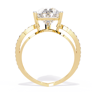 แหวนเพชรทรงหยดน้ำพร้อมวงแหวนเพชรแบบบิดเกลียว ทองคำขาว 14k 4.5 กะรัต รับรองโดย IGI แหวนแต่งงานทรงลูกแพร์ - Product Image 2