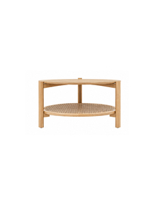 Modern Round Wood Coffee <b>Table</b> <b>With</b> Rattan <b>Shelf</b> Storage Living Room Furniture Made by Profesionalism Craftmanship - Product Image 5
