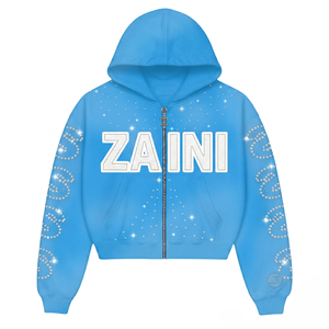 Sudadera con capucha para hombre, 380 GSM, algodón y poliéster premium, forro polar lavado, azul cielo, gruesa, personalizada con bordado frontal, transpirable, para invierno - Product Image 2