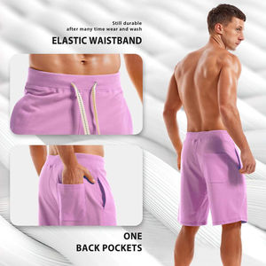 กางเกงขาสั้นผู้ชายเอวยางยืดมีกระเป๋า สีชมพู ผ้าฝ้าย 100% มีจำหน่าย - Product Image 5