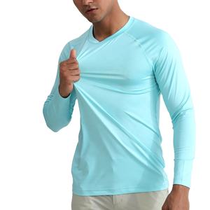 เสื้อยืดแขนยาวผู้ชาย Performance Fit ผ้าฝ้าย 100% เป็นมิตรกับสิ่งแวดล้อม ระบายอากาศได้ดี OEM B2B ชุดออกกำลังกาย - Product Image 1