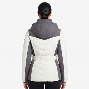 <b>Women's</b> <b>Padded</b> Two-Tone <b>Winter</b> <b>Coat</b> Hooded Quilted Puffer Jackets Waist Belt Outdoor Casual Fashion Outerwear <b>Winter</b> Jacket Wear - Product Image 6