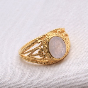 Rainbow Moonstone Oval Gemstone <b>Gold</b> Vermeil <b>Rings</b> 925 Sterling Silver Classic Fine Wholesaler Birthstone Jewelry - Product Image 2