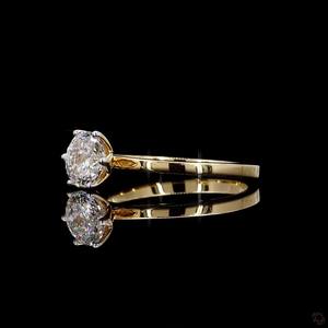 Bague en or intemporelle pour femme avec diamant de laboratoire taille portugaise rond, élégante, pour fiançailles, anniversaire, bijou raffiné, cadeau - Product Image 2