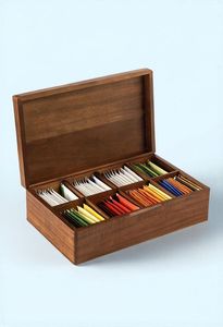 Wooden <b>Tea</b> Storage <b>Box</b> with Lacquer Finish Durable Handmade Easy to Clean Luxury <b>Tea</b> Bag Organizer Office Pantry Multi-Section - Product Image 6
