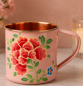 Taza Moscow Mule de Cobre con Recubrimiento en Polvo Azul Claro Premium, Taza de Cerveza de Lujo con Diseño Floral Artístico Personalizado, Resistente - Product Image 5