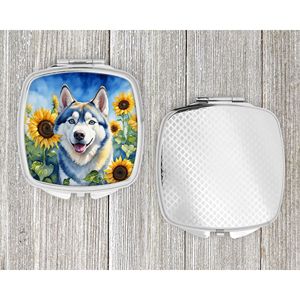 Husky siberiano girasoles compacto plegable espejo de maquillaje de mano portátil de viaje regalo decorativo para mujeres y niñas - Product Image 4