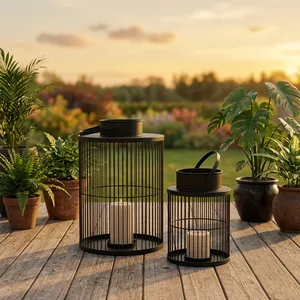 Portavelas de Hierro Negro Moderno de Diseño Artesanal, Decoración para el Hogar, Estilo Jaula Metálica, Modelo Duradero L913 - Product Image 4